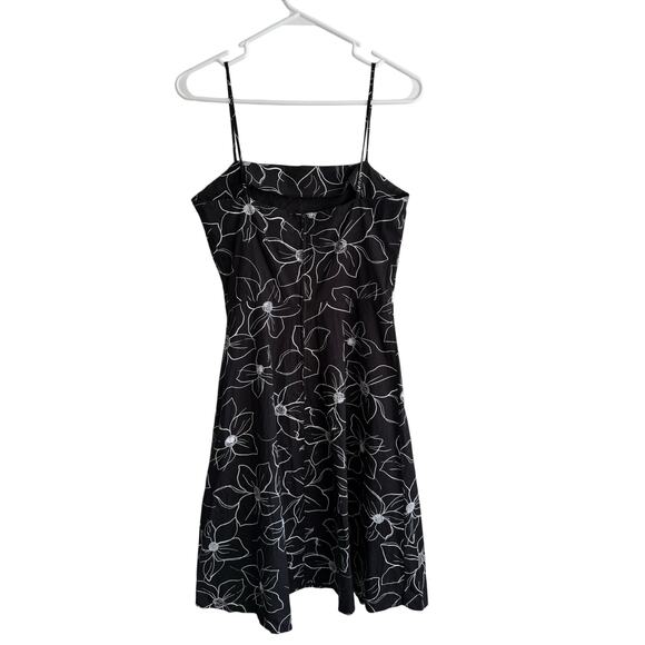 Vintage Y2K Rave Stretch Black and White Floral Dress Size Medium - Picture 3 of 5